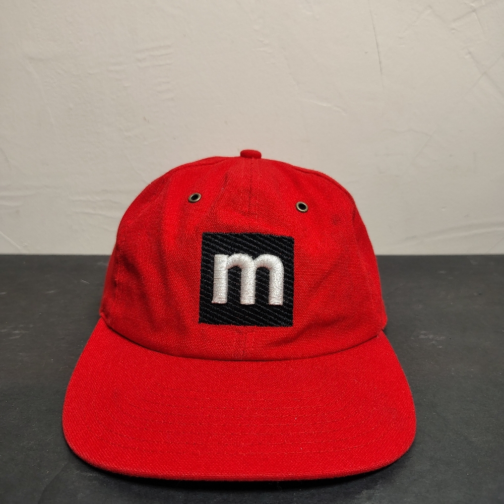 VINTAGE 90s Mossimo‎ Hat Cap Strap Buckle Back Leather M Logo Y2K